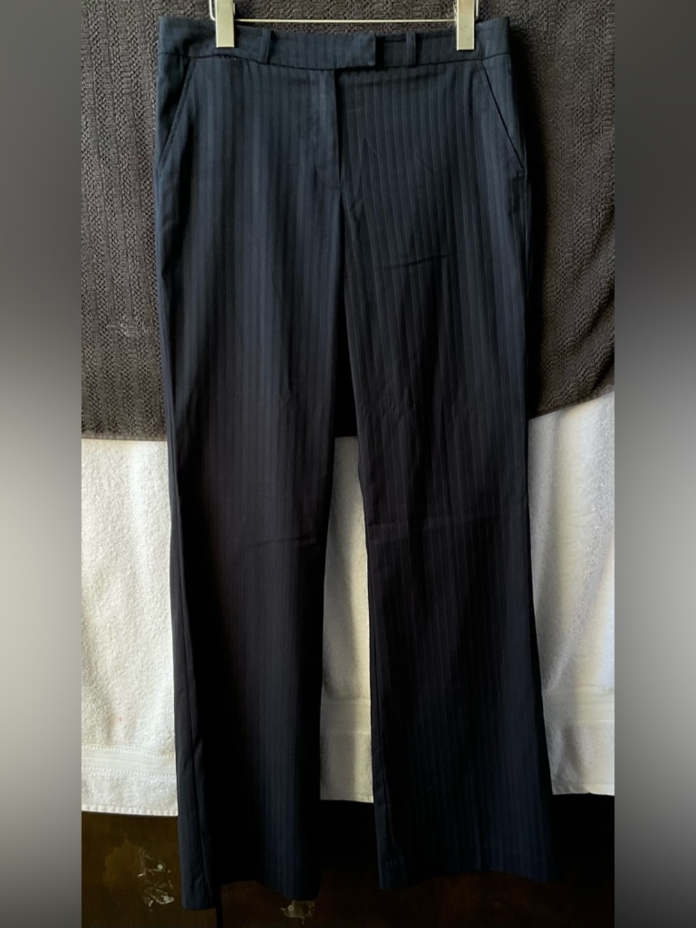 New York & Company Black Pinstripe Wide-Leg Pants